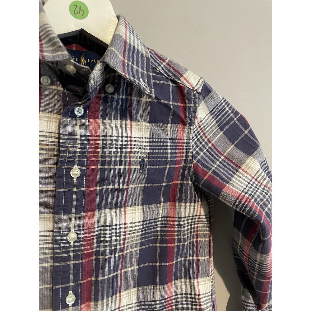 POLO RALPH LAUREN Boys Plaid Long Sleeve Button Up Shirt 4t‎ - Picture 2 of 5